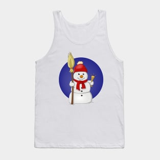 funny snowman with red bonnet and champagne glass Tank Top